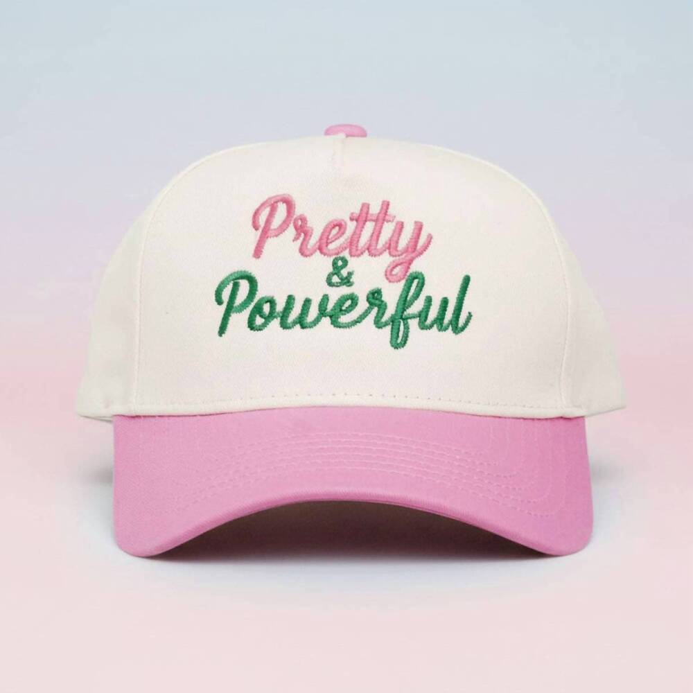 NEW PINKTOWNUSA women's pretty powerful sorority baseball cap in pink/green
